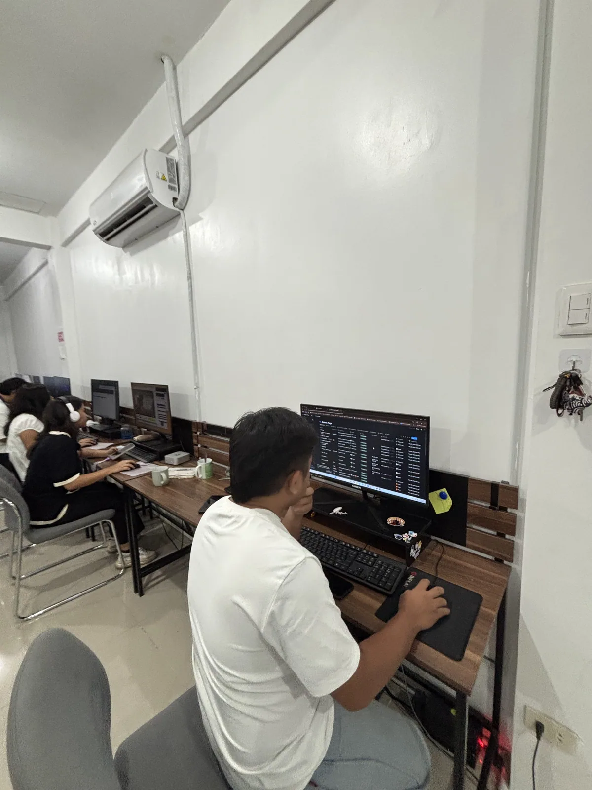 A technical associate at a workstation